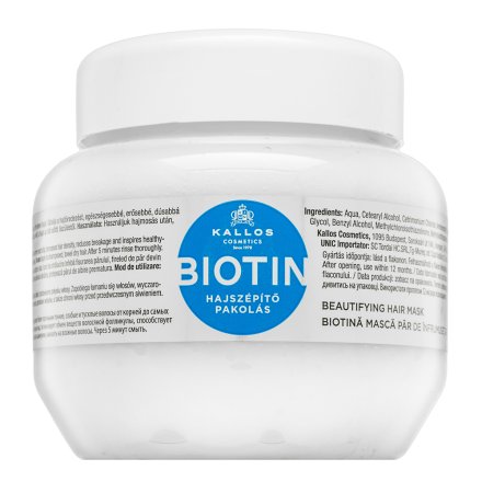 Kallos Biotin Beautifying Hair Mask maschera rinforzante per capelli deboli 275 ml