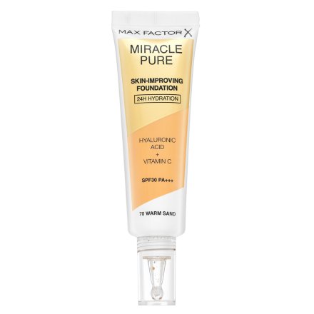 Max Factor Miracle Pure Skin-Improving Foundation fondotinta lunga tenuta con effetto idratante 70 Warm Sand 30 ml