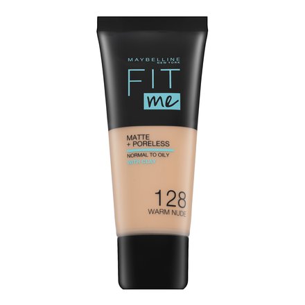 Maybelline Fit Me! Foundation Matte + Poreless fondotinta liquido con un effetto opaco 128 Warm Nude 30 ml