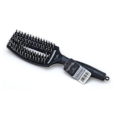 Olivia Garden Fingerbrush Combo Medium Black spazzola per capelli con setole di nylon e di cinghiale