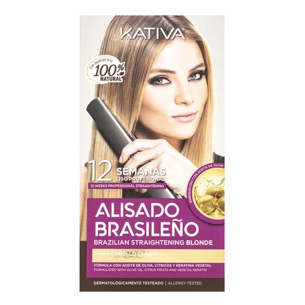 Kativa Brazilian Straightening Blonde Kit set con cheratina per lisciare i capelli 225 ml