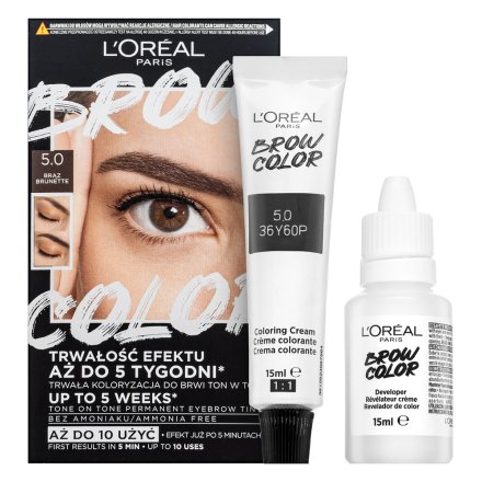 L´Oréal Paris Brow Color Semi-Permanent Eyebrow Tint colore semi-permanente per sopracciglia 5.0 Brunette
