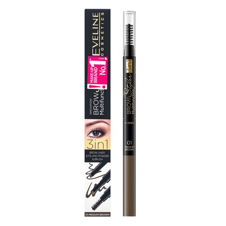 Eveline Brow Styler Multifunction 3in1 kit per sopracciglia 01 Medium Brown