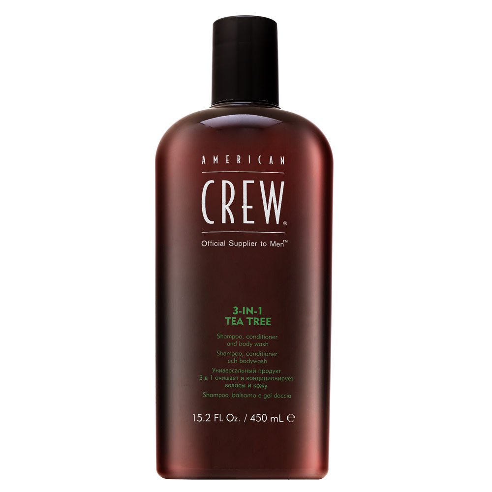 American Crew 3-in-1 Tea Tree shampoo, balsamo e gel doccia per uso quotidiano 450 ml