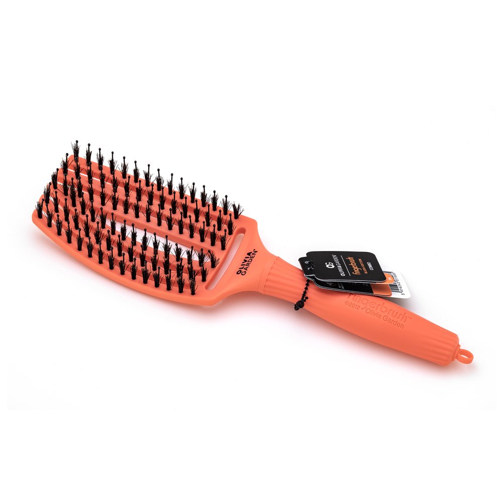 Olivia Garden Fingerbrush Combo Medium Coral spazzola per capelli con setole di nylon e di cinghiale