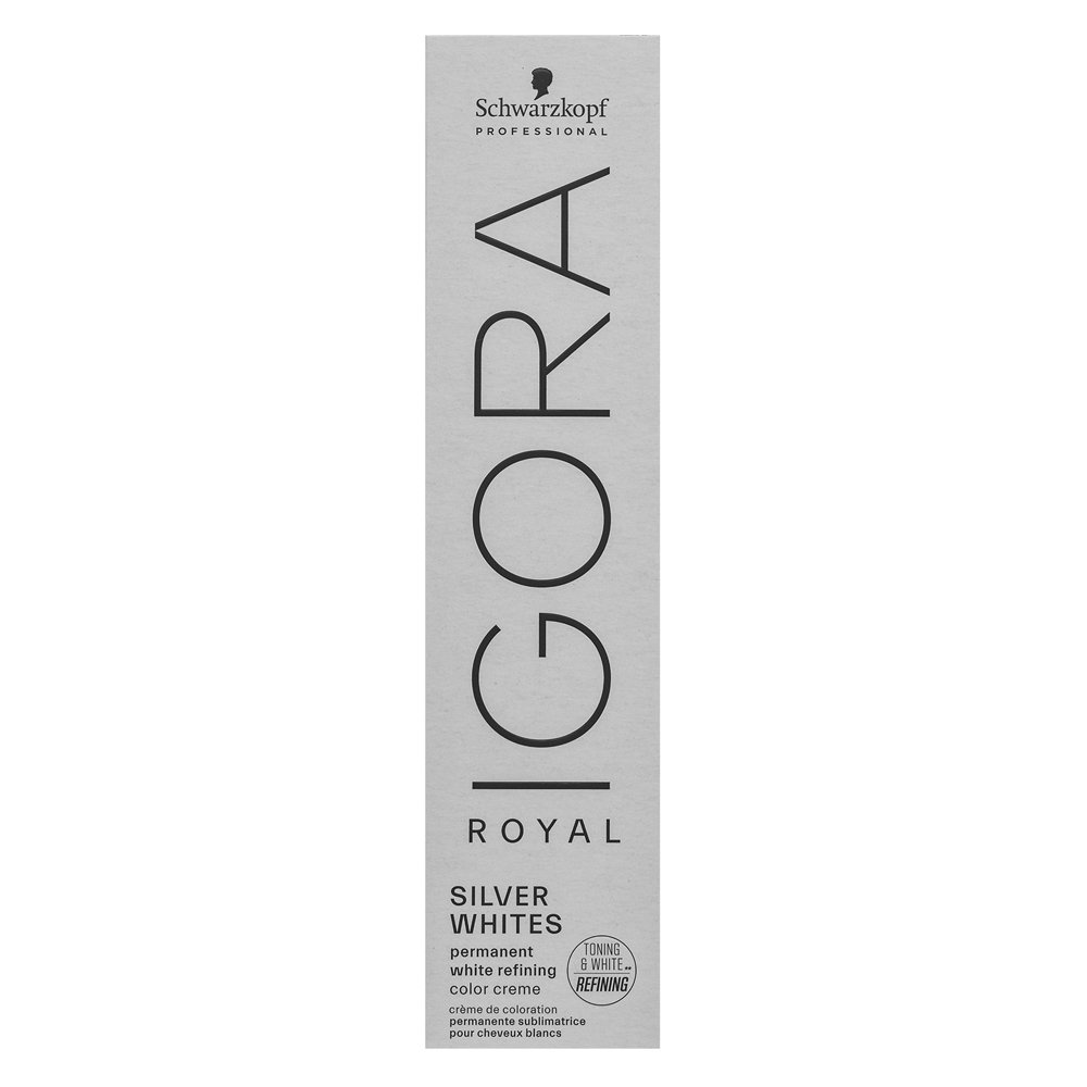 Schwarzkopf Professional Igora Royal SilverWhite Permanent White Refining Color Creme colore per capelli permanente professionale per capelli biondo platino e grigi Silver 60 ml