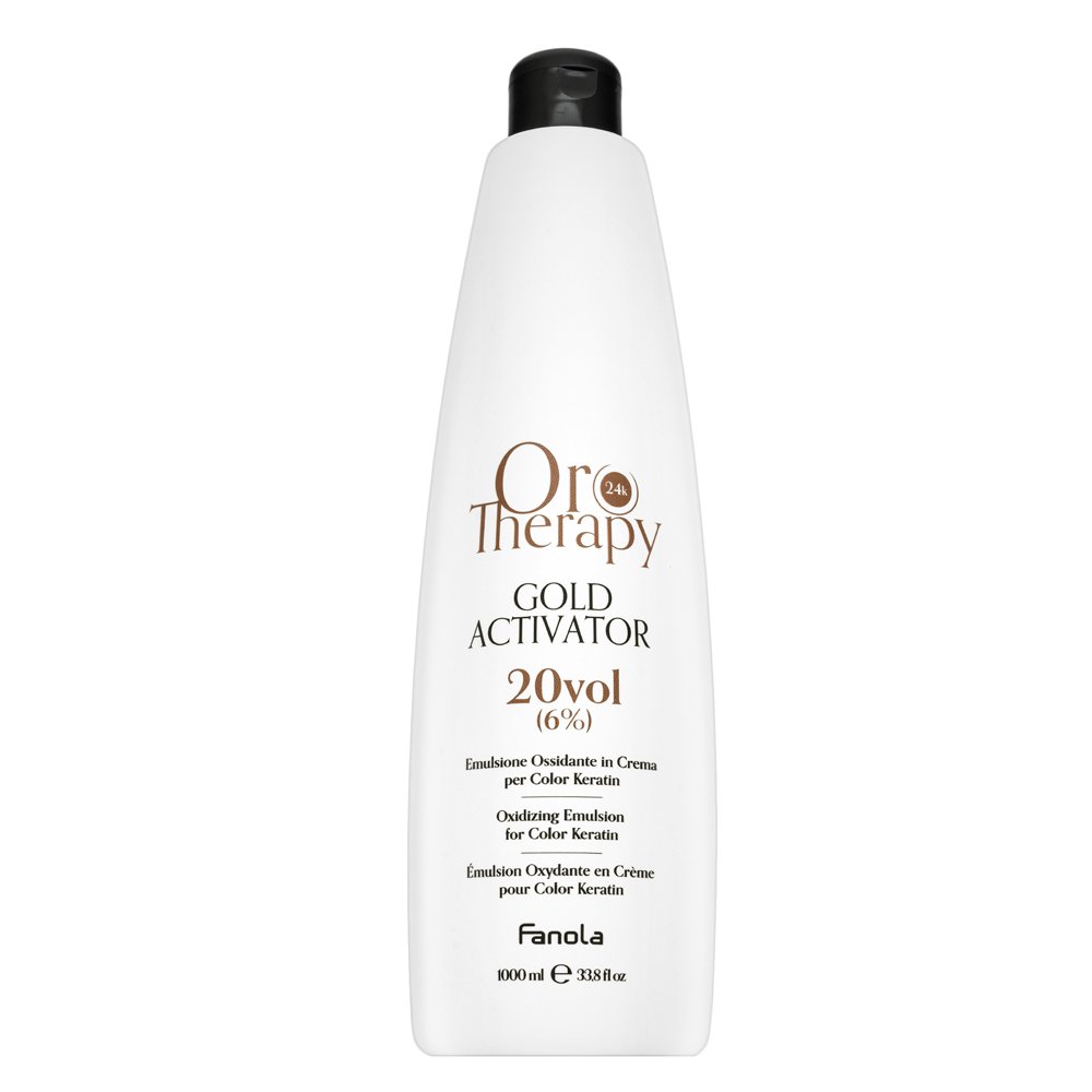 Fanola Oro Therapy 24k Gold Activator Oro Puro emulsione di sviluppo per tutti i tipi di capelli 6% 20 Vol. 1000 ml
