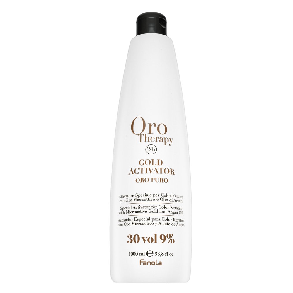 Fanola Oro Therapy 24k Gold Activator Oro Puro emulsione di sviluppo per tutti i tipi di capelli 9% 30 Vol. 1000 ml