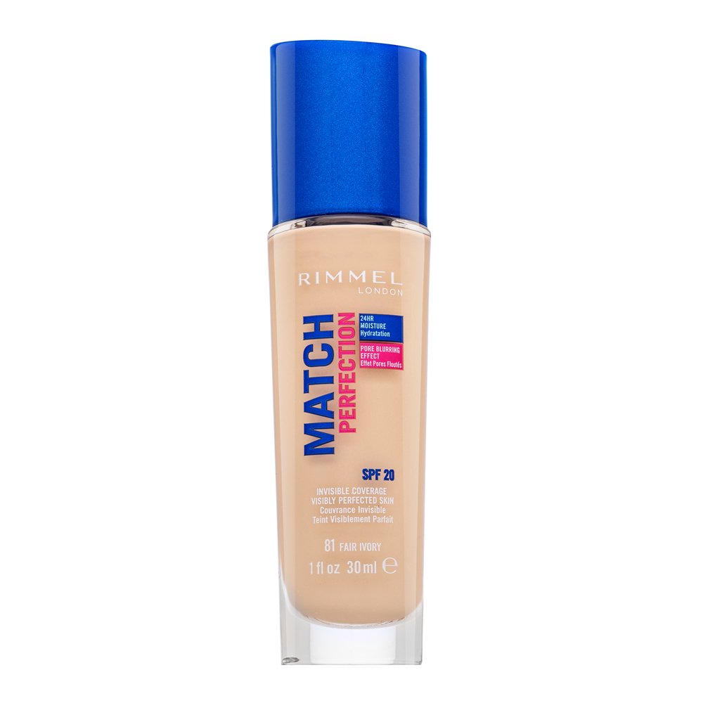 Rimmel London Match Perfection 24HR SPF20 Foundation fondotinta liquido per l' unificazione della pelle e illuminazione 081 Fair Ivory 30 ml