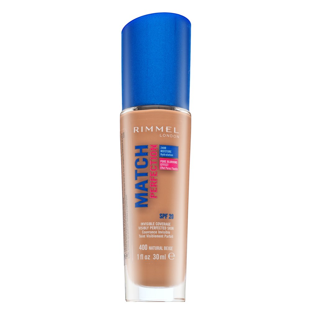 Rimmel London Match Perfection 24HR SPF20 Foundation fondotinta liquido per l' unificazione della pelle e illuminazione 400 Natural Beige 30 ml