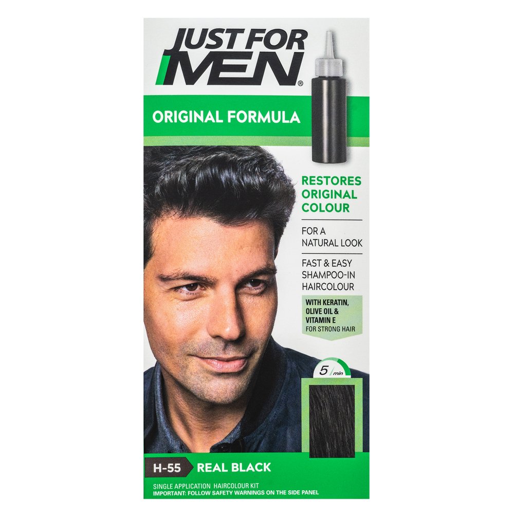Just For Men Shampoo-in Haircolour shampoo colorante per uomini H55 Natural Real Black 66 ml