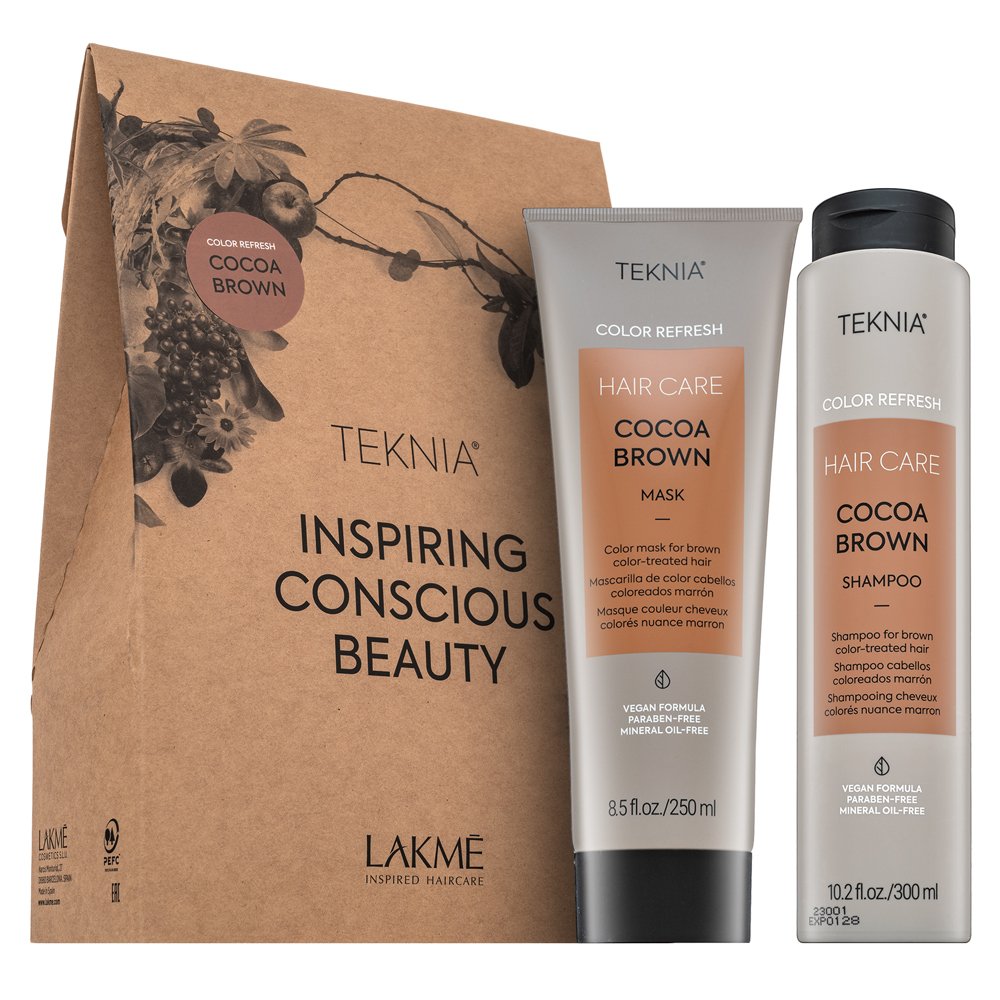 Lakmé Teknia Color Refresh Cocoa Brown Pack shampoo + maschera per capelli castani 300 ml + 250 ml