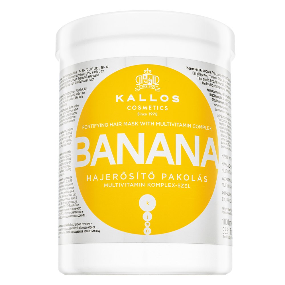 Kallos Banana Fortifying Hair Mask maschera rinforzante per capelli deboli 1000 ml