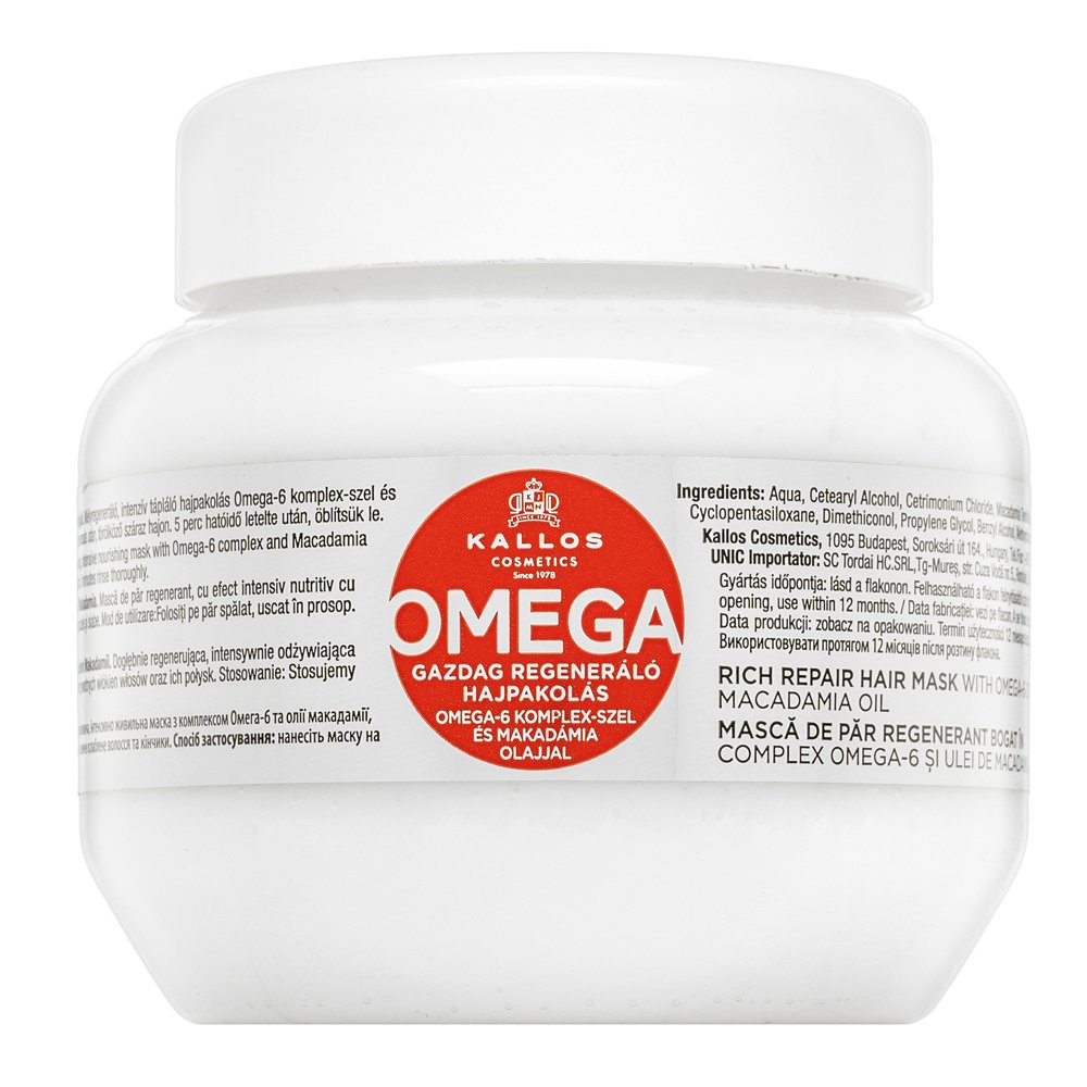 Kallos Omega Rich Repair Hair Mask maschera rinforzante per capelli fragili 275 ml