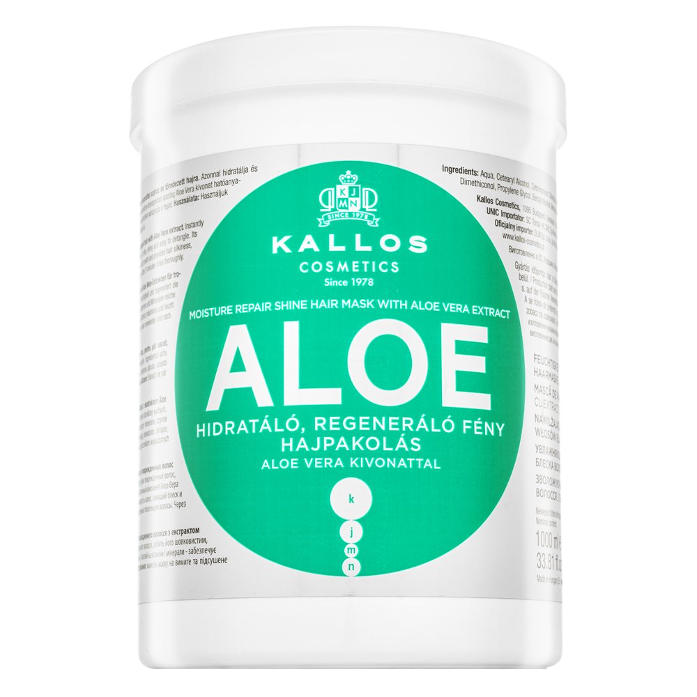 Kallos Aloe Moisture Repair Shine Hair Mask maschera nutriente per morbidezza e lucentezza dei capelli 1000 ml