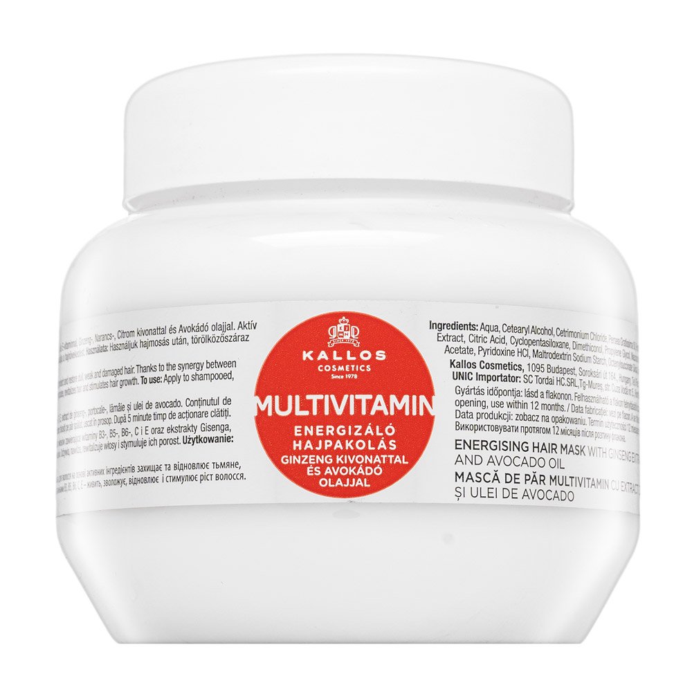 Kallos Multivitamin Energising Hair Mask maschera nutriente per capelli deboli 275 ml