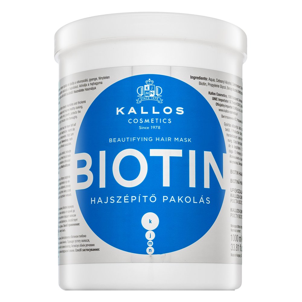 Kallos Biotin Beautifying Hair Mask maschera rinforzante per capelli deboli 1000 ml