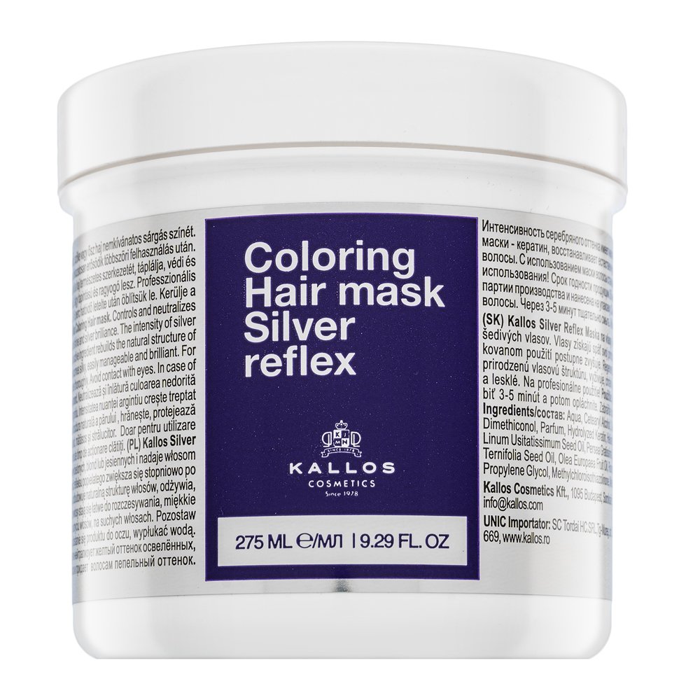 Kallos Silver Reflex Hair Mask maschera neutralizzante per capelli biondo platino e grigi 275 ml