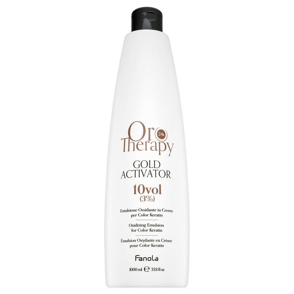 Fanola Oro Therapy 24k Gold Activator Oro Puro emulsione di sviluppo per tutti i tipi di capelli 3% 10 Vol. 1000 ml