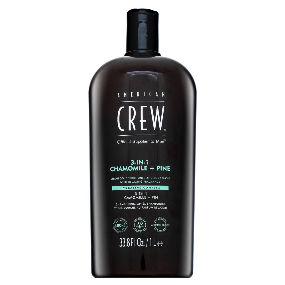 American Crew 3-in-1 Chamolie + Pine shampoo, balsamo e gel doccia 1000 ml
