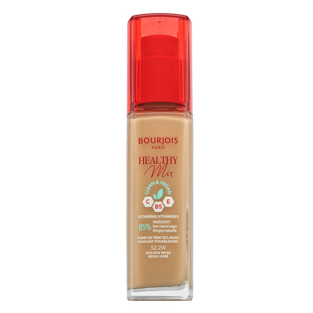 Bourjois Healthy Mix Clean & Vegan Radiant Foundation fondotinta liquido per unificare il tono della pelle 52.2W Golden Beige 30 ml