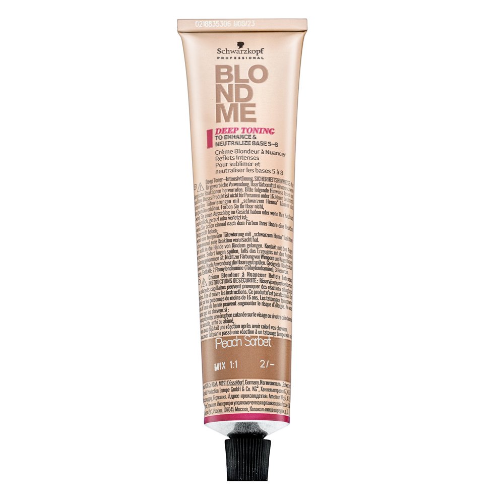 Schwarzkopf Professional BlondMe Deep Toning crema colorante tonificante per capelli biondi Peach Sorbet 60 ml