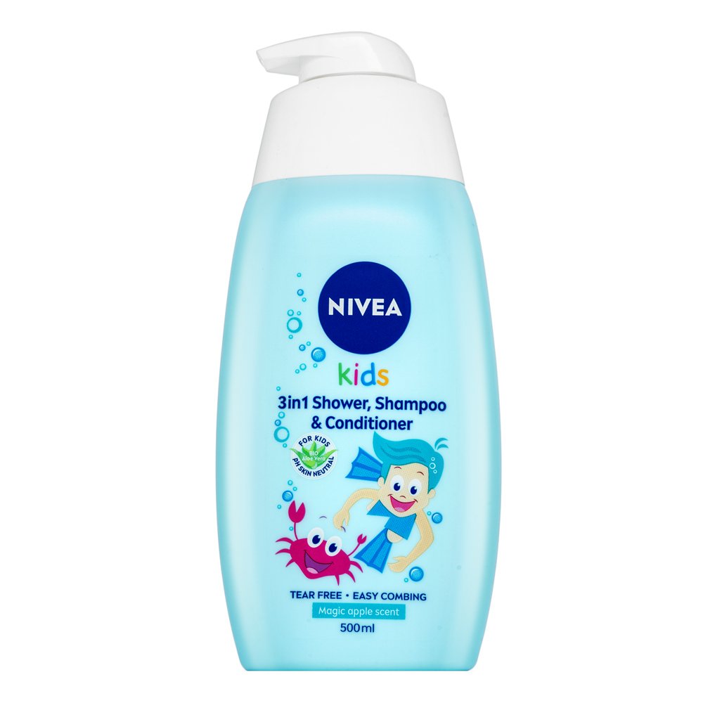 Nivea Kids 3v1 Shower & Shampoo & Conditioner shampoo, balsamo e gel doccia per bambini Boy 500 ml