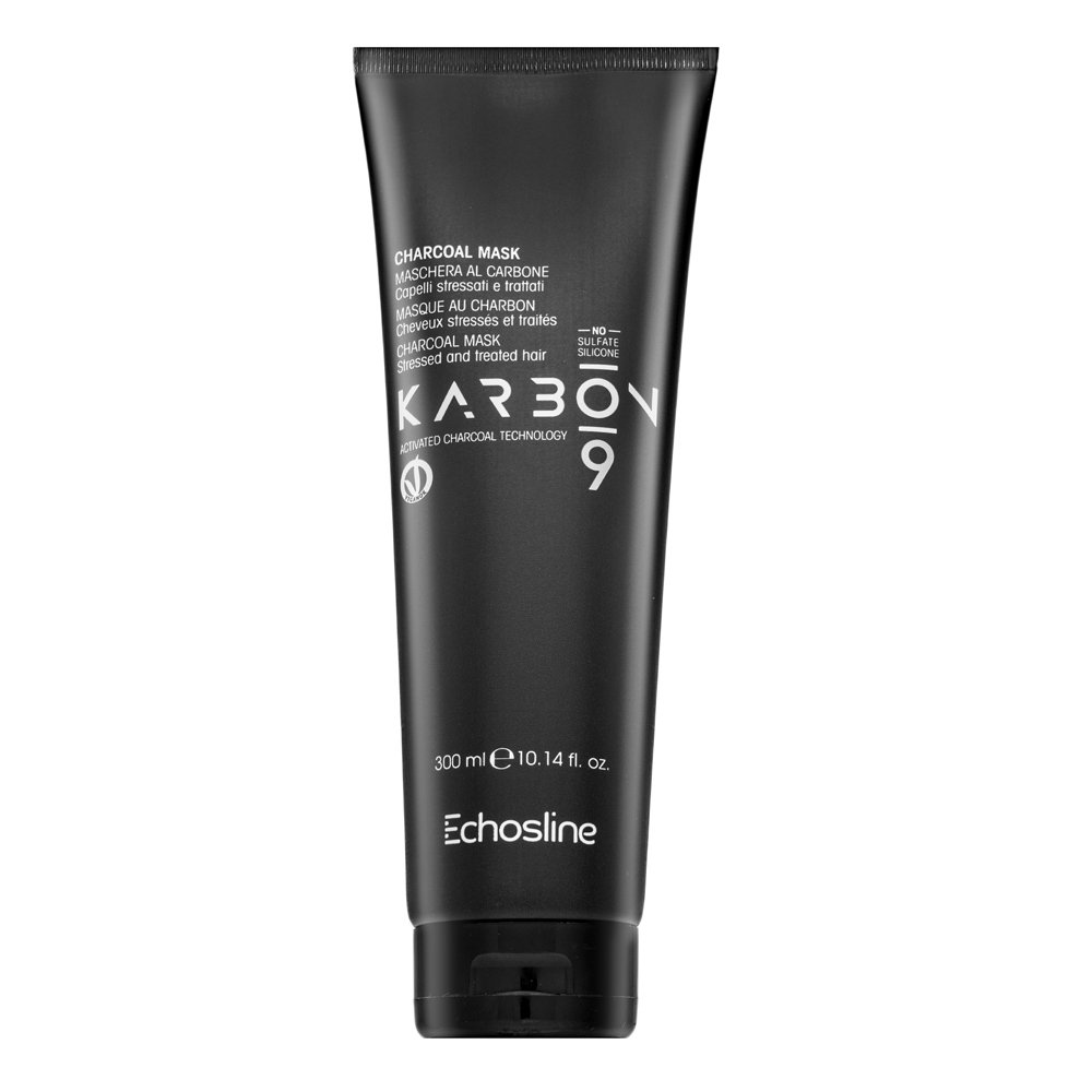 Echosline Karbon 9 Charcoal Mask maschera per capelli tinri, trattati chimicamente e decolorati 300 ml