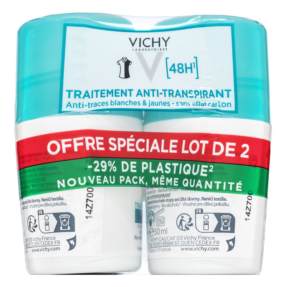 Vichy 48H Anti-Traspirant antitraspirante No White Marks & Yellow Stains Roll-On 2 x 50 ml