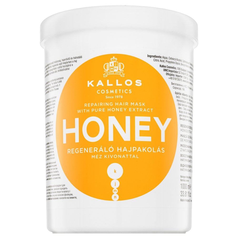 Kallos Honey Repairing Hair Mask maschera nutriente per capelli secchi e danneggiati 1000 ml
