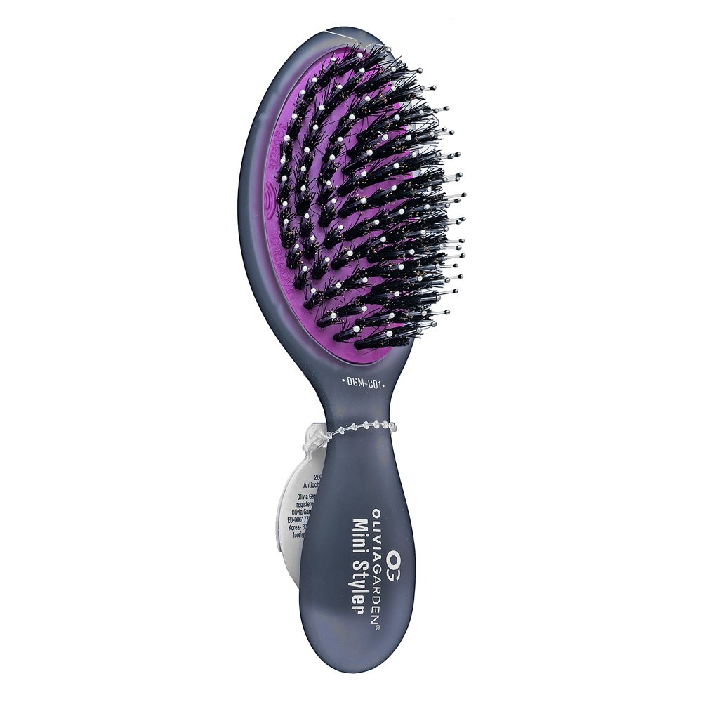 Olivia Garden Mini Styler Black OGM-C01 spazzola per capelli con setole di nylon e di cinghiale