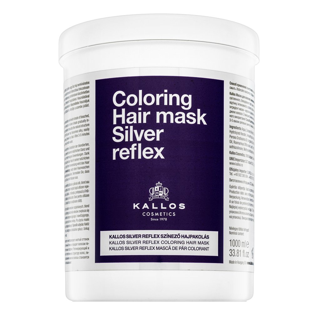 Kallos Silver Reflex Hair Mask maschera neutralizzante per capelli biondo platino e grigi 1000 ml