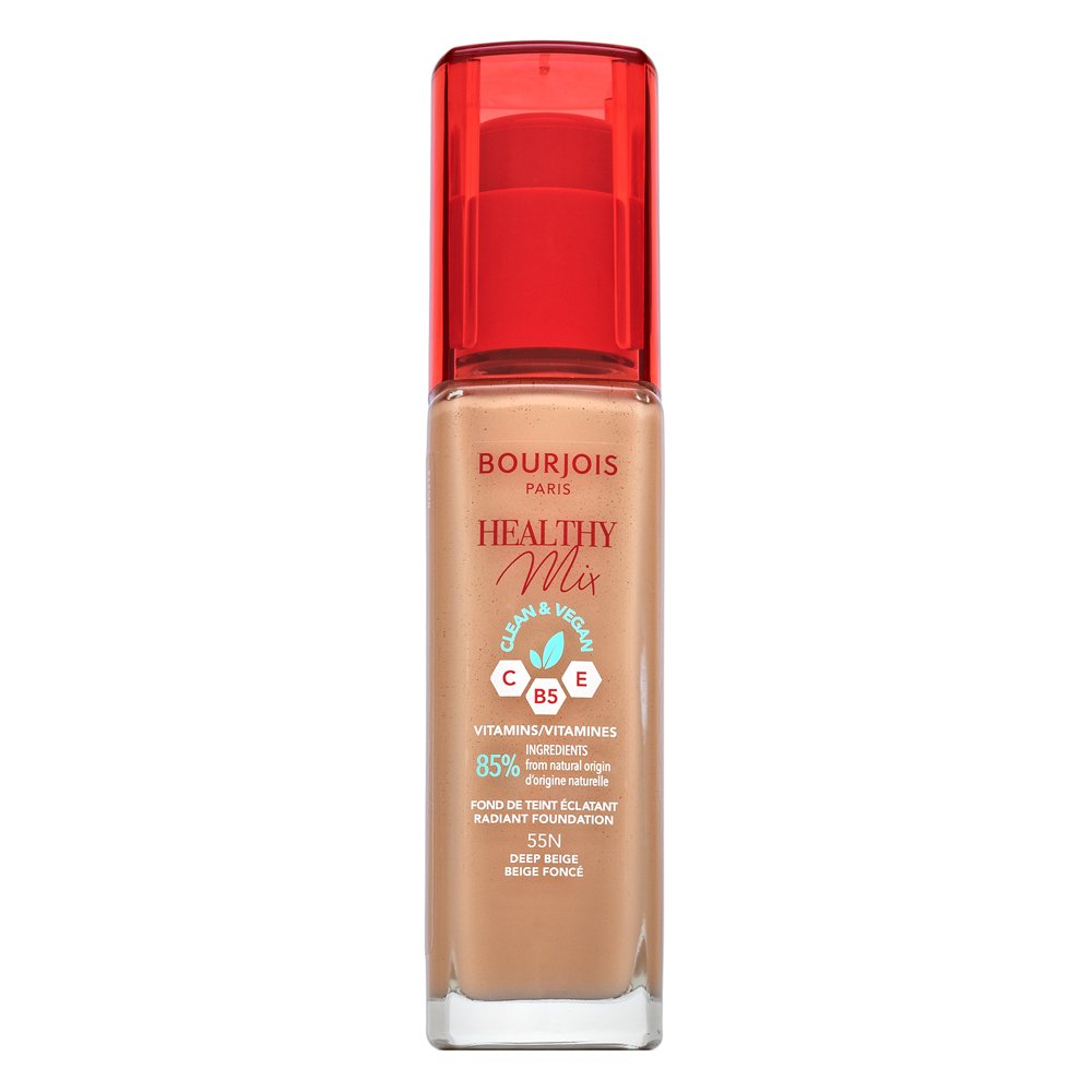 Bourjois Healthy Mix Clean & Vegan Radiant Foundation fondotinta liquido per unificare il tono della pelle 55N Deep Beige 30 ml