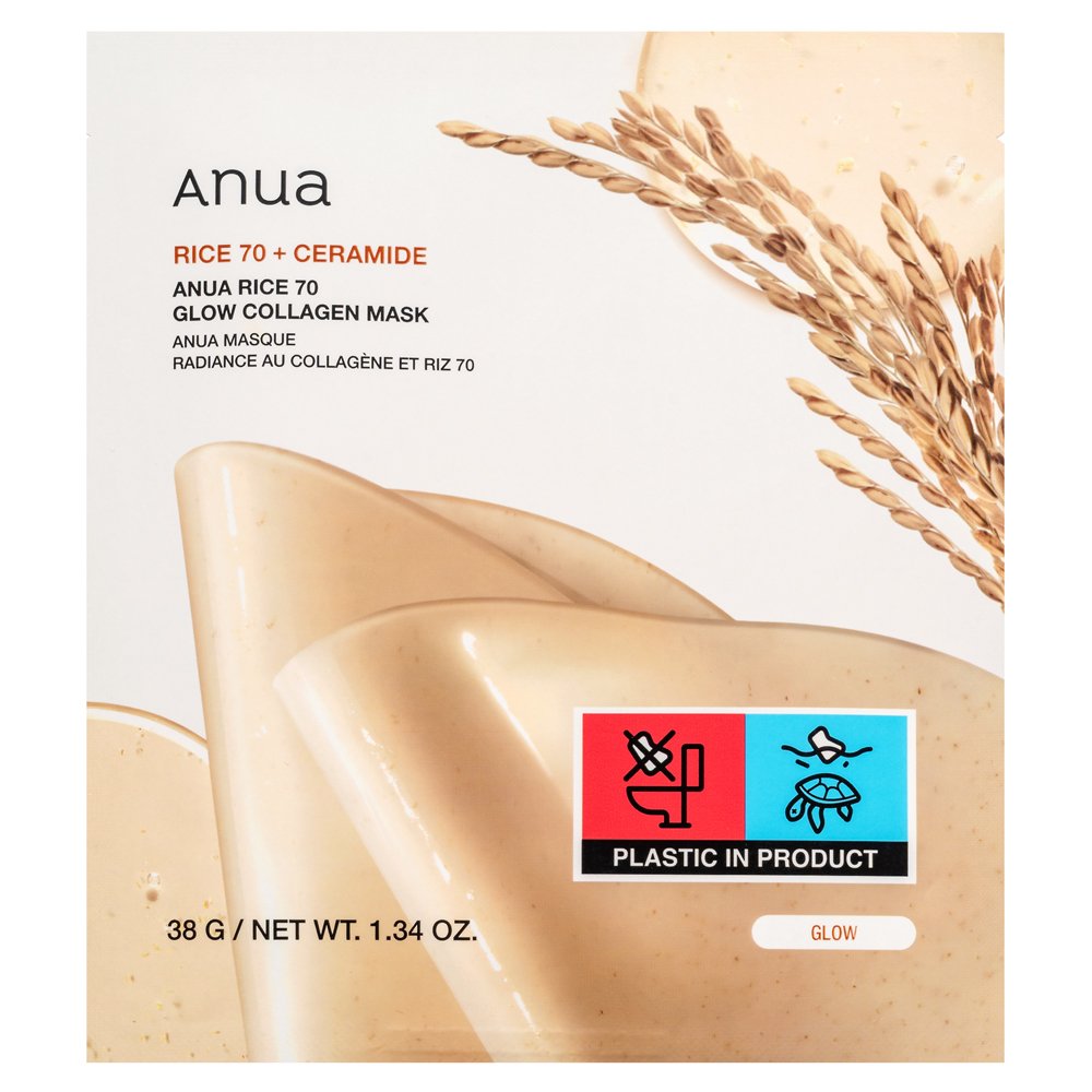 Anua Rice 70 + Ceramide Glow Collagen Mask 4 x 38 g