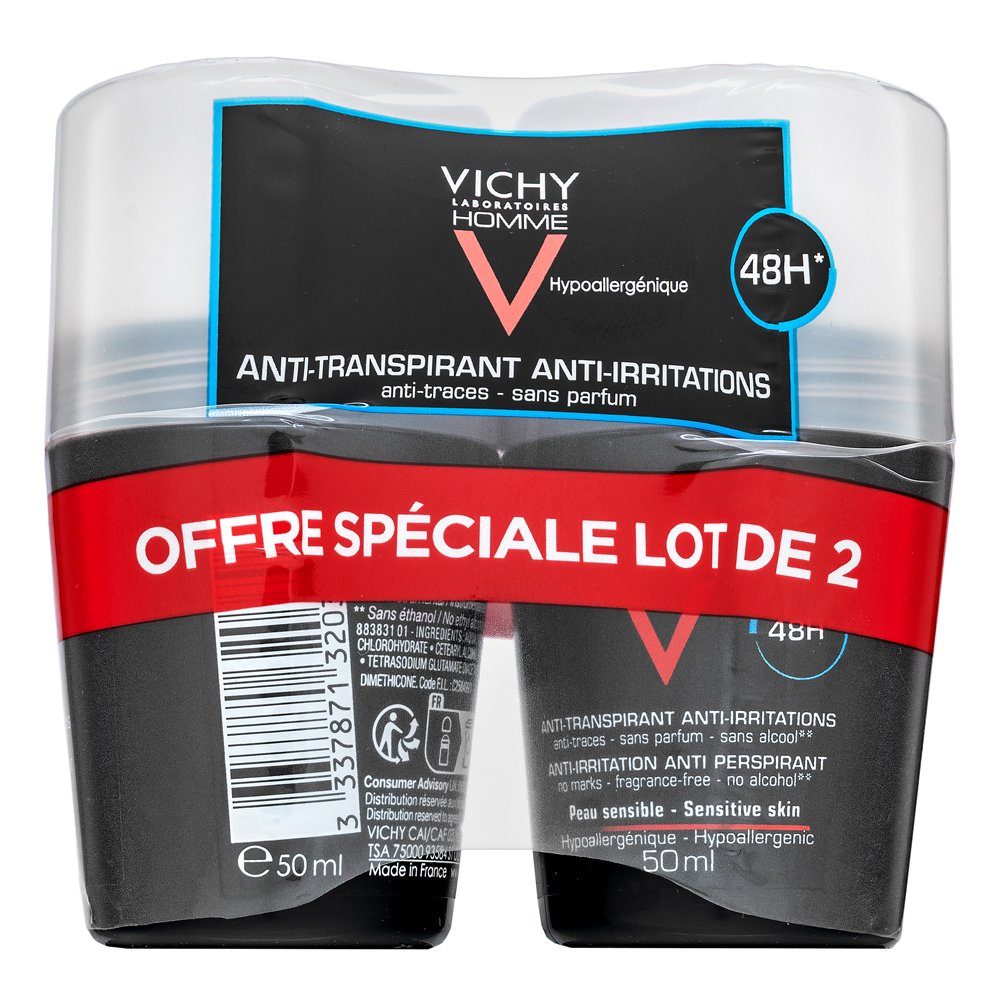 Vichy Homme antitraspirante Anti-Transpirant 48H Extra Sensitive 2 x 50 ml