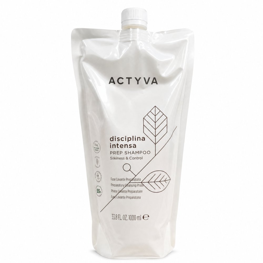 Kemon Actyva Disciplina Intensa Prep Shampoo Silkiness & Control shampoo levigante per capelli ribelli e danneggiati Refill 1000 ml