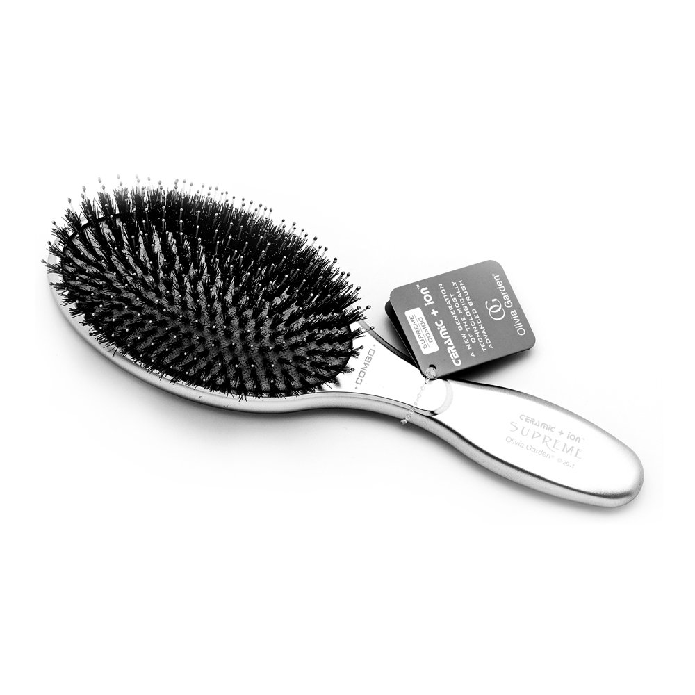 Olivia Garden Ceramic+Ion Supreme Combo Silver spazzola per capelli con setole di nylon e di cinghiale