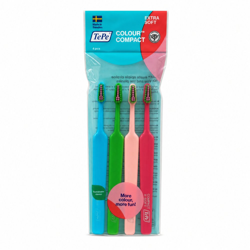 TePe Colour Compact Toothbrush 4 pcs Extra Soft