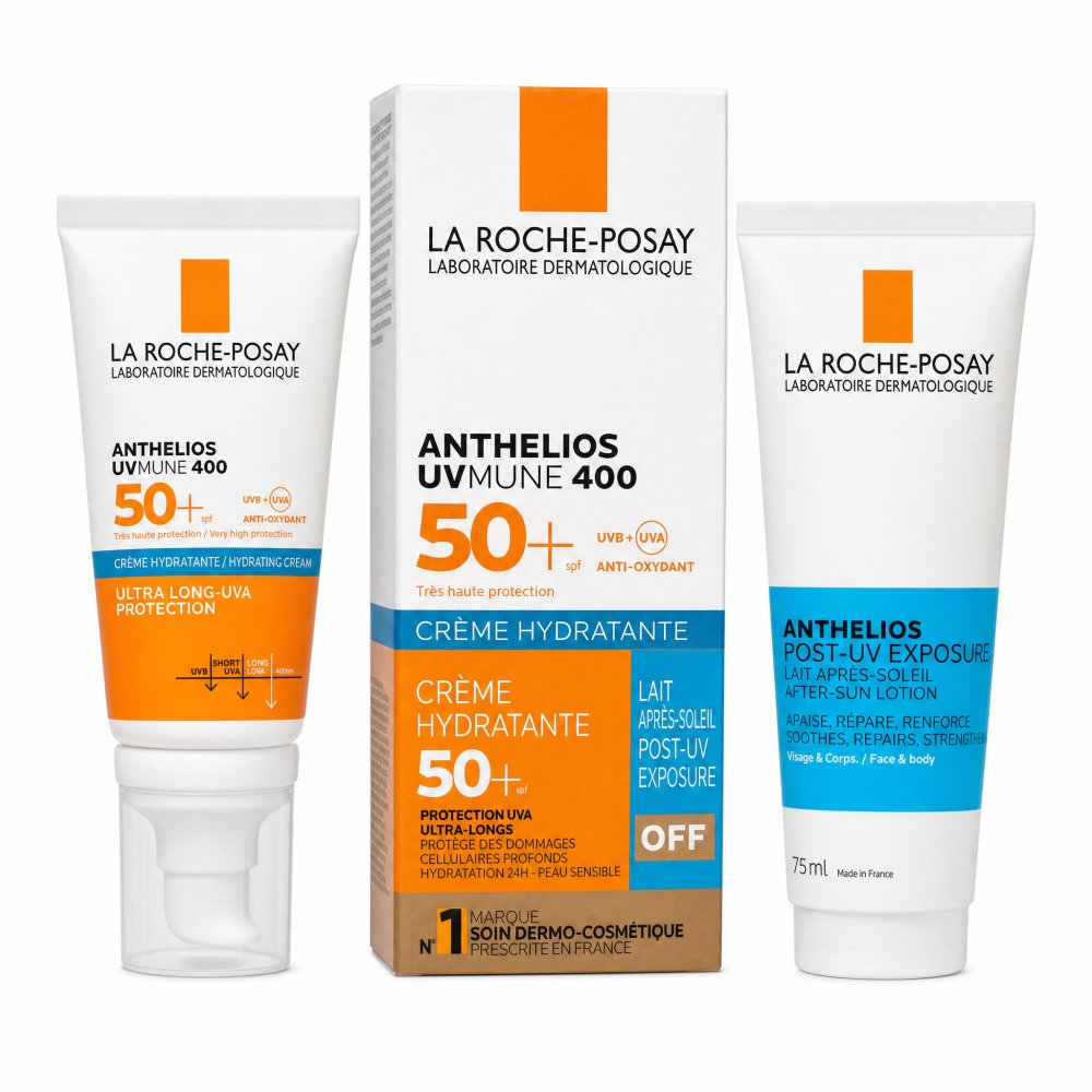 La Roche-Posay ANTHELIOS kit per un'abbronzatura perfetta UVMUNE 400 Hydrating Cream SPF 50 + After-Sun Milk 50 ml + 75 ml