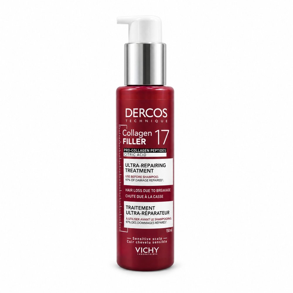 Vichy Dercos Collagen Filler 17 Ultra-Repairing Treatment cura pre-shampoo per rinforzare la fibra capillare 150 ml