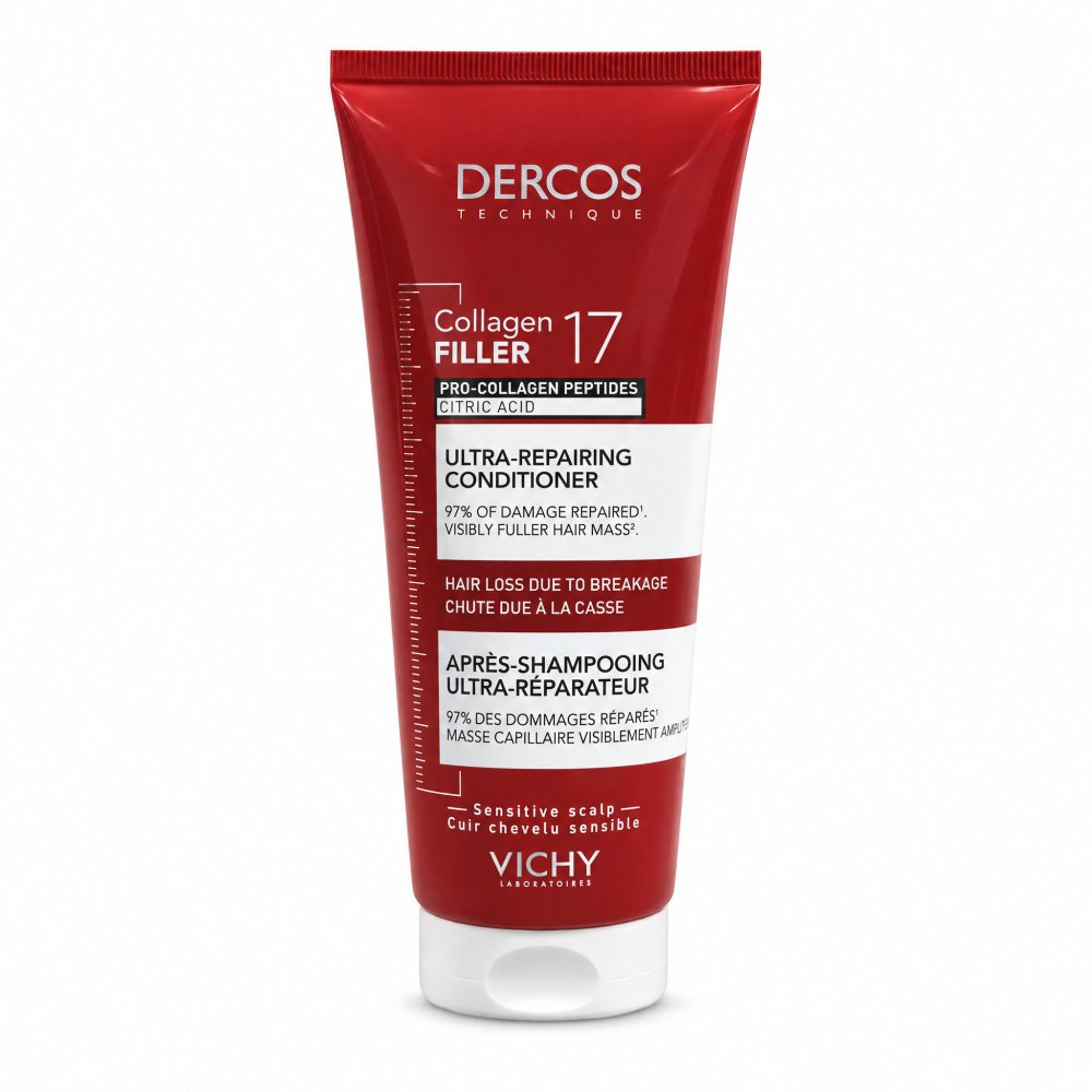 Vichy Dercos Collagen Filler 17 Ultra-Repairing Conditioner balsamo rinforzante per capelli molto secchi e danneggiati 200 ml